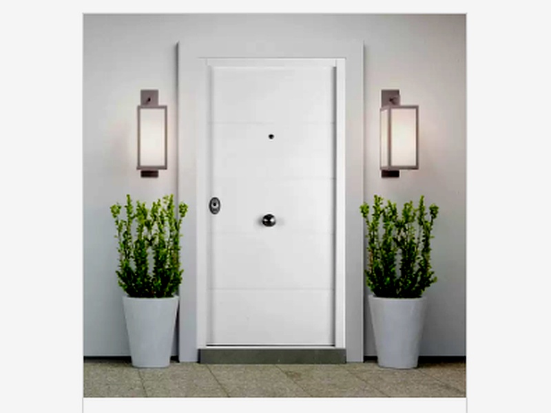 Puerta acorazada blanca lucerna Serie V Exterior - Madera Hogar